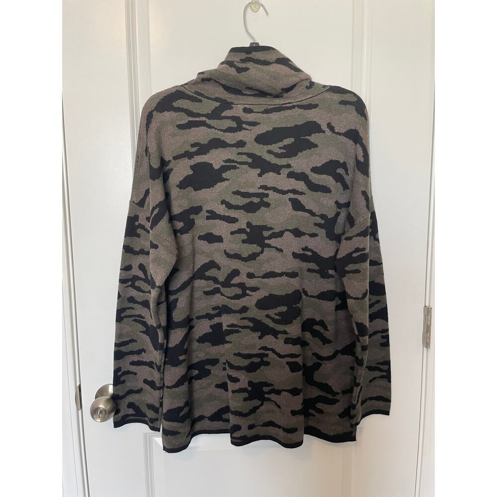Rachel Zoe Camo Cowlneck Sweater Hoodie Size XL Comfy Stretchy Warm - Picture 2 of 7